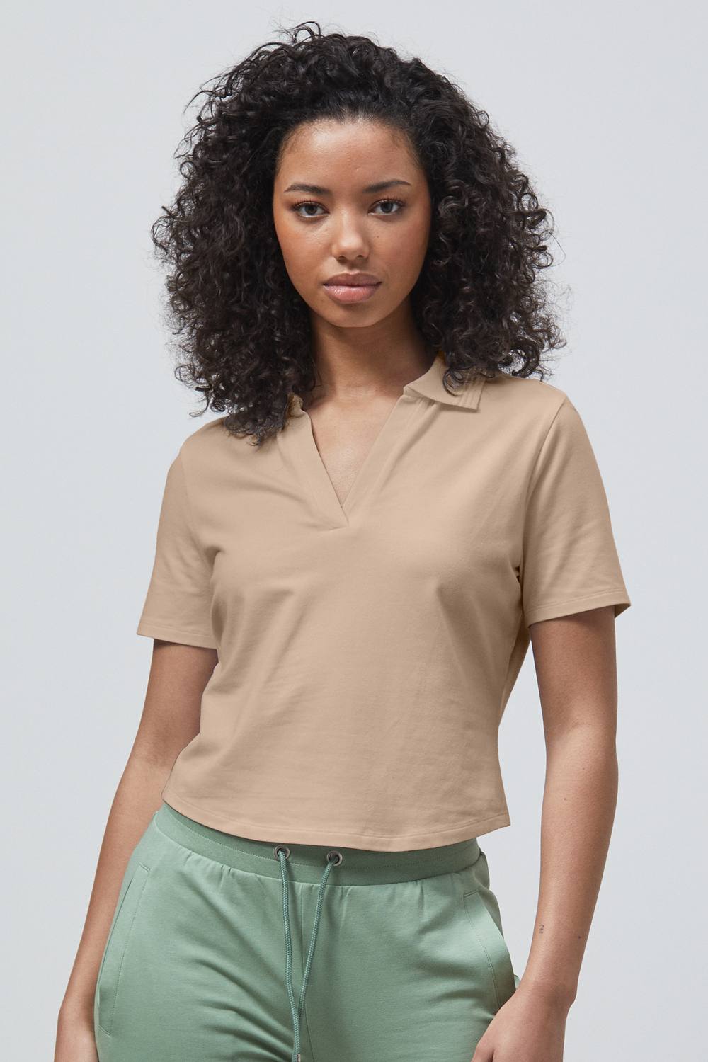 Enorsia V-Neck Polo Shirt In Cream