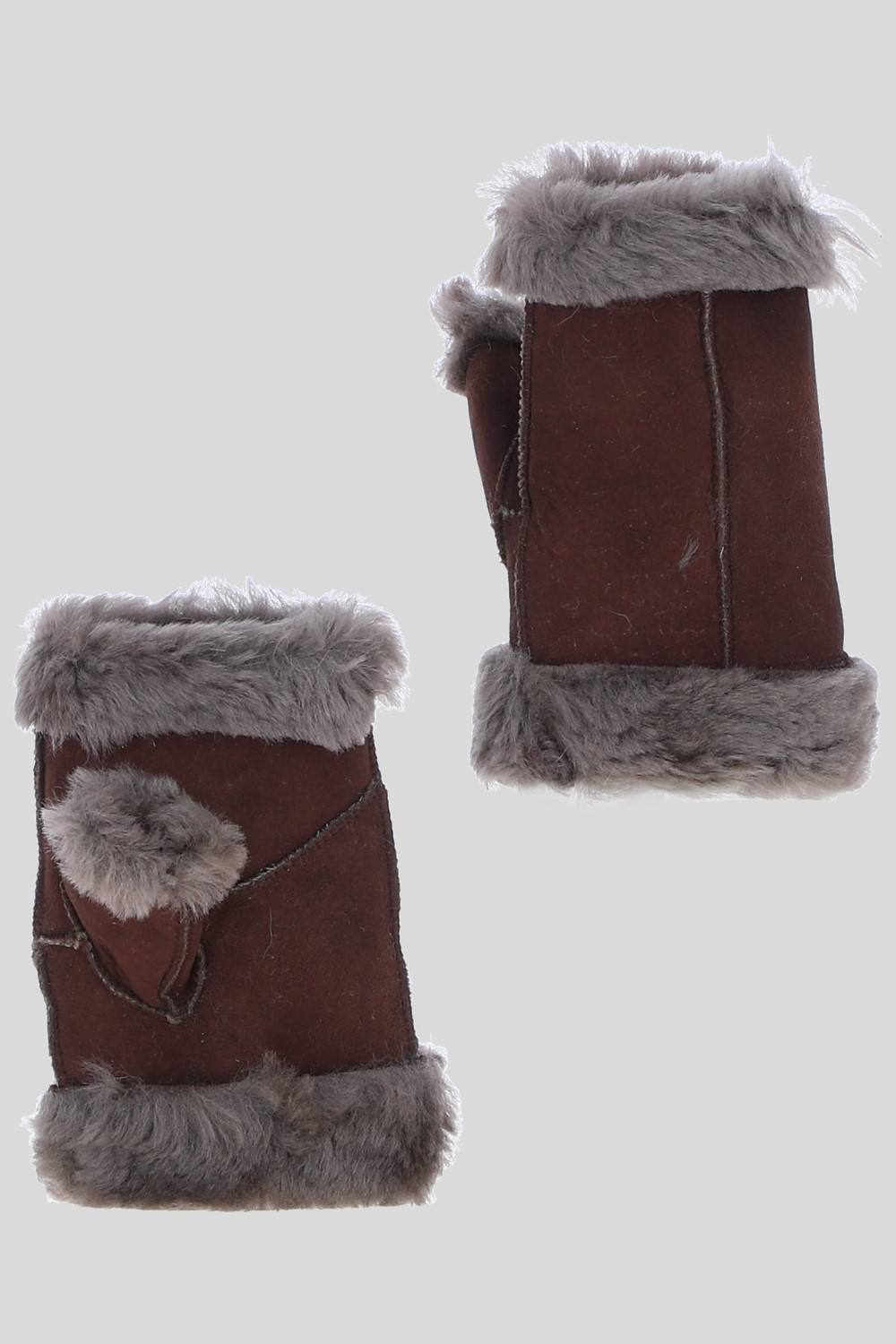 Ashwood Leather ‘glittens’ Real Sheepskin Fingerless Gloves In Brown