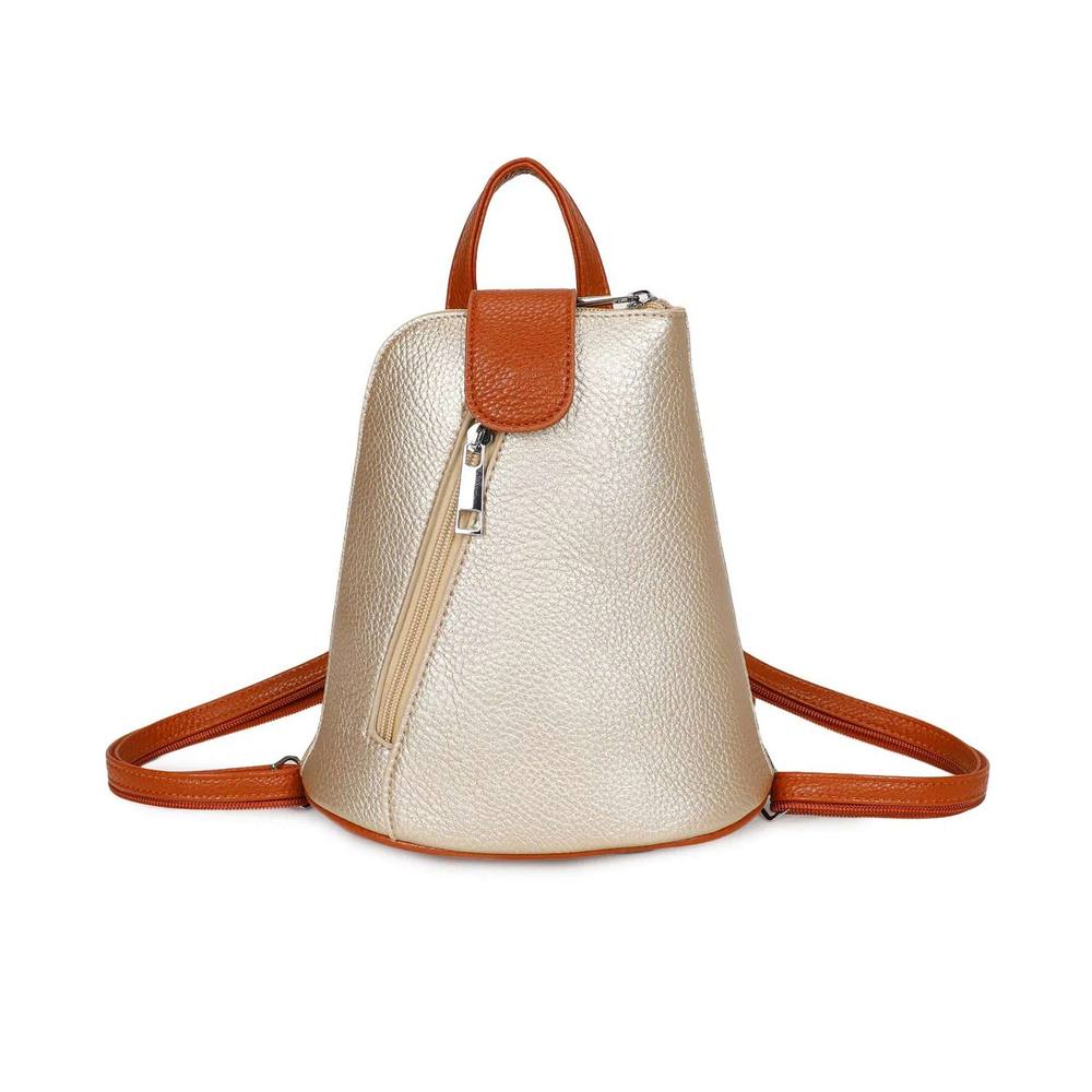 Kitise Trendy Small Convertible Practical Backpack In Gold Kitise Trendy Small Convertible Practical Backpack In Gold