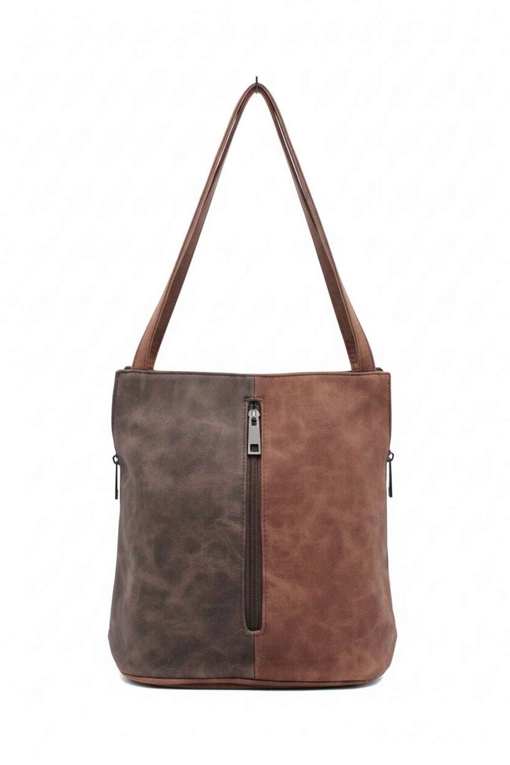 Kitise Convertible Dual Type Strap Fuax Suede Shoulder Bag Backpack In Dark Brown
