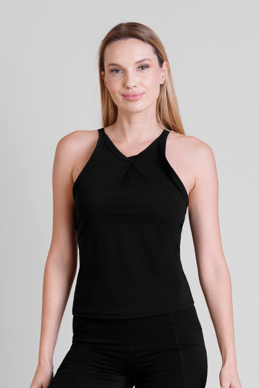 Enorsia Pleated Front Active Vest In Black