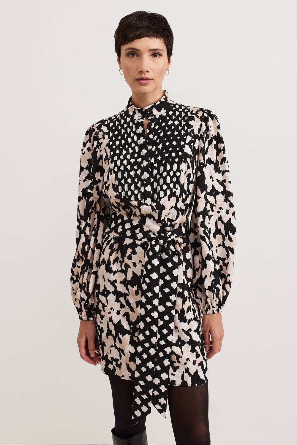 Phase Eight Dolly Mandarin Collar Mini Shirt Dress In Black