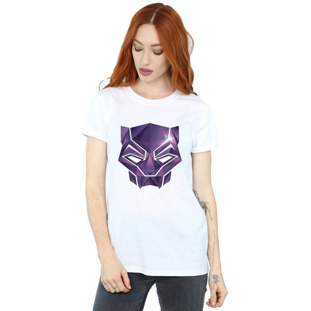 Marvel Avengers Infinity War Black Panther Geometric Cotton Boyfriend Shirt In White