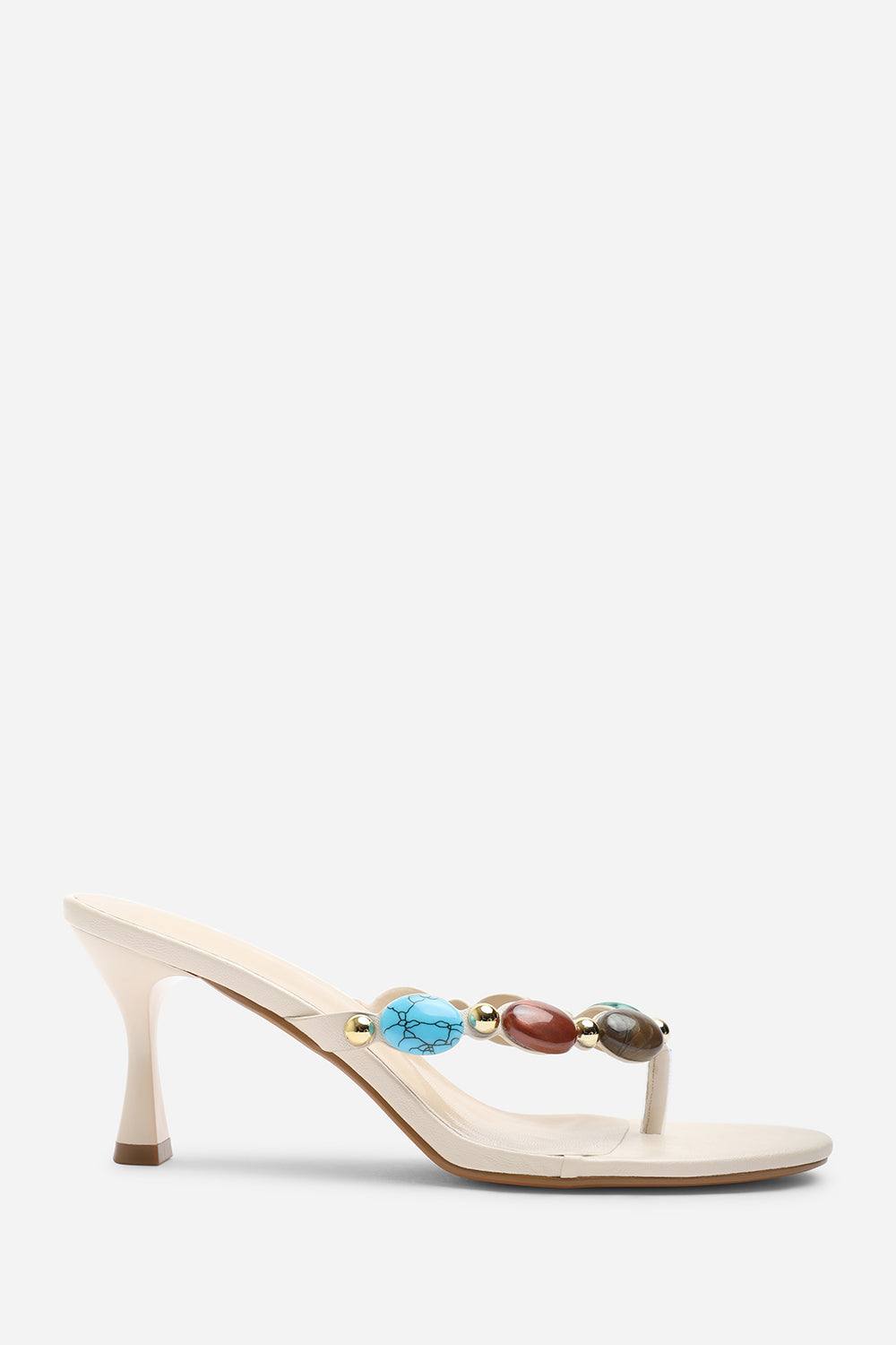 Where’s That From Electra Jewel Embellished Heeled Sandals In Cream