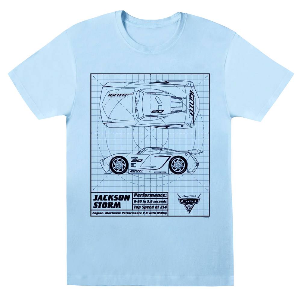Disney Cars Jackson Storm Blueprint Cotton Boyfriend Shirt In Baby Blue