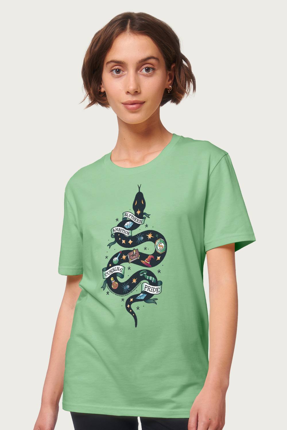 Harry Potter Serpent Of Slytherin Ambition Cunning Pride Relaxed Fit Shirt In Mint