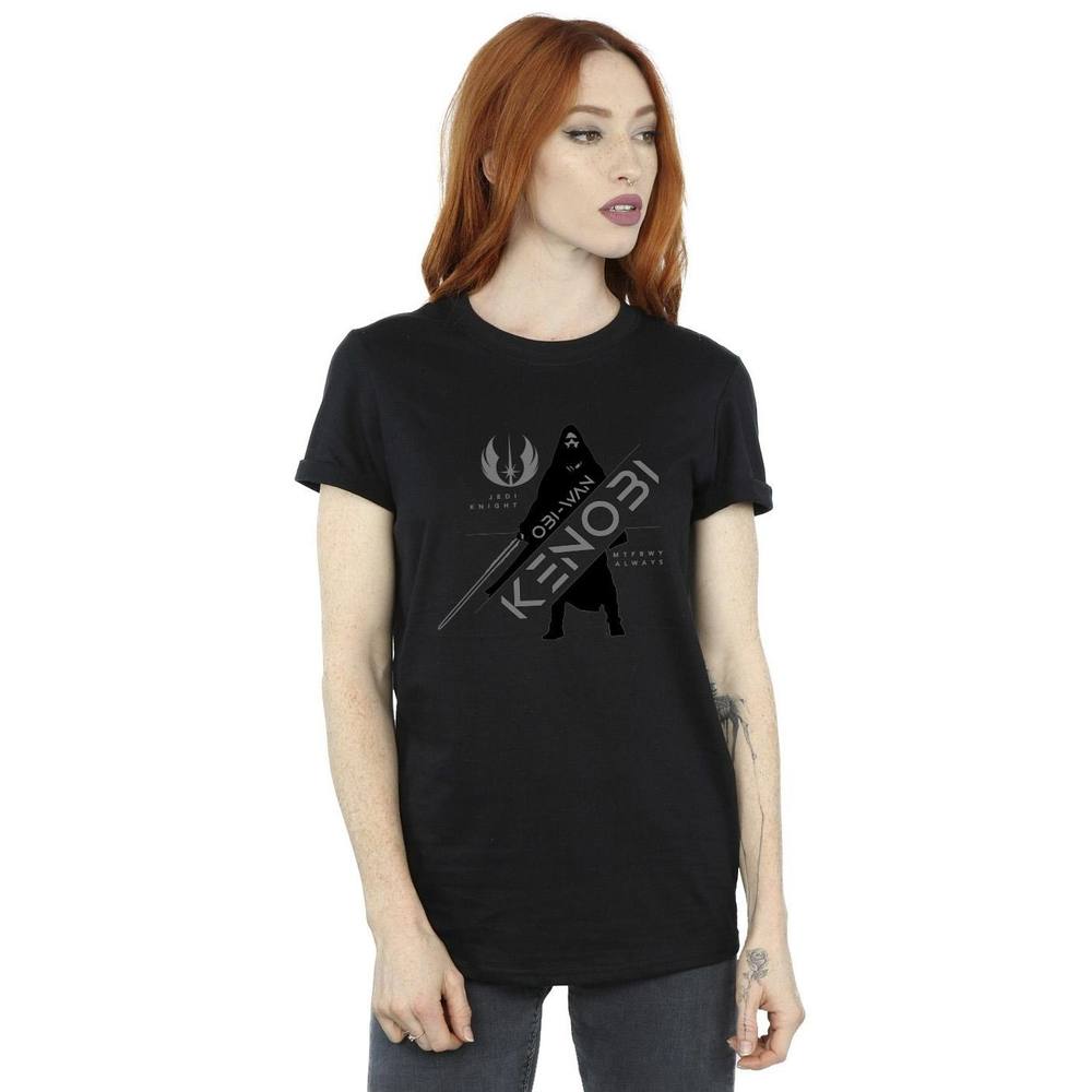 Star Wars Obi-Wan Kenobi Jedi Knight Cotton Boyfriend Shirt In Black