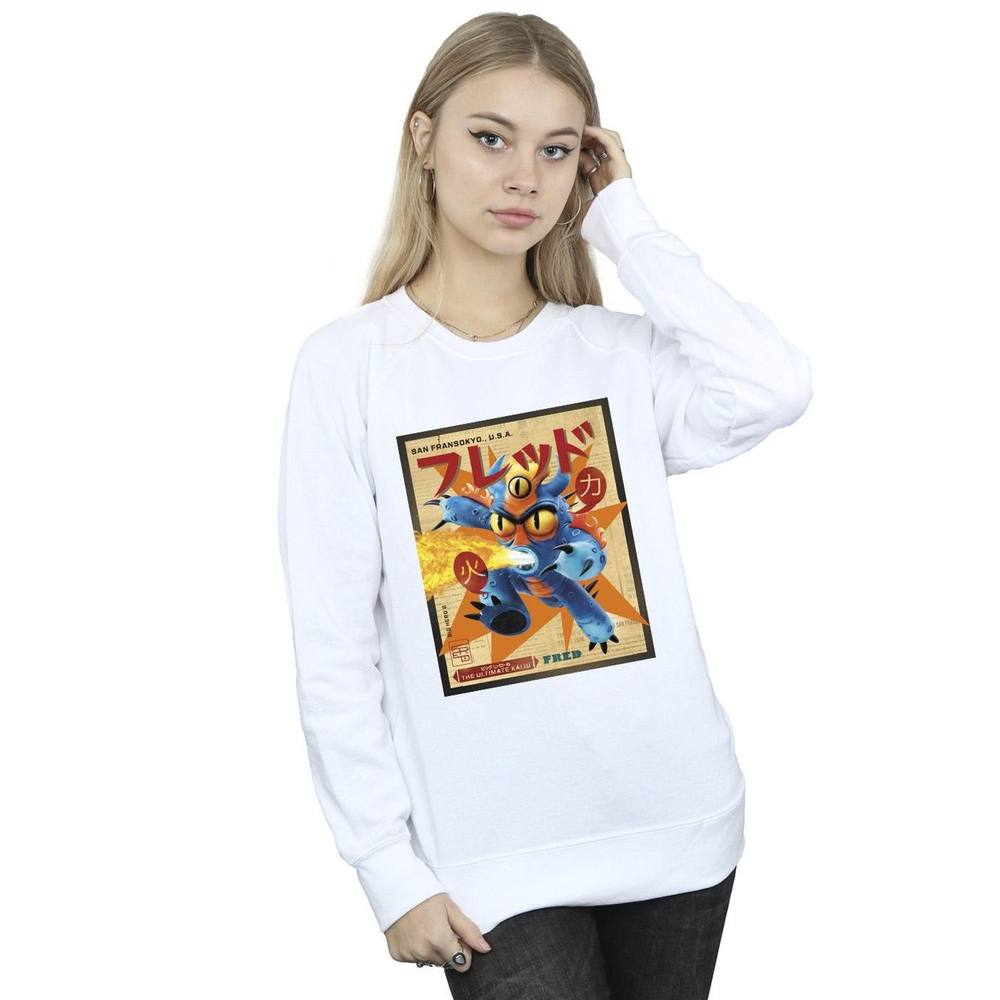 Disney Big Hero Baymax Fred Newspaper Sweatshirt In White