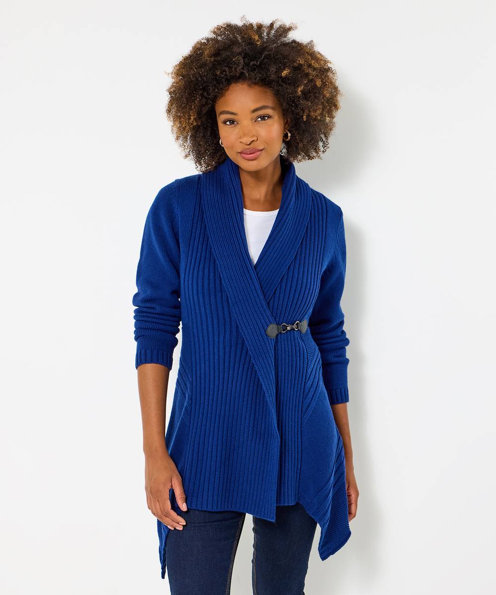 Joe Browns Shawl Collar Buckled Cardigan In Cobalt Joe Browns Shawl Collar Buckled Cardigan In Cobalt