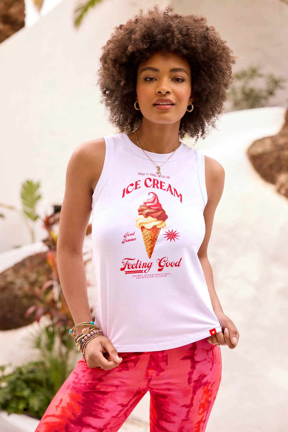 Joe Browns Graphic Jersey Vest With Ice Cream Print In White Joe Browns Graphic Jersey Vest With Ice Cream Print In White