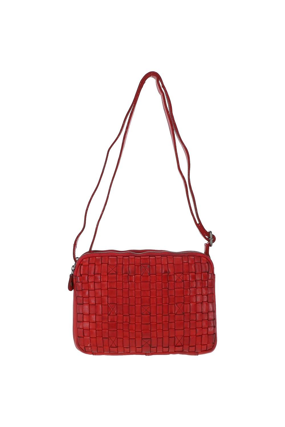 Ashwood Leather ‘perfezione’ Three Section Vintage Woven Leather Shoulder Bag In Red