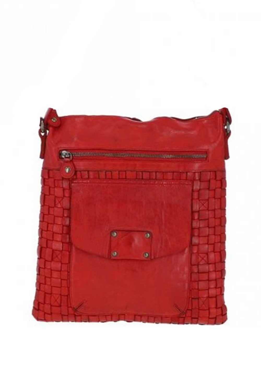 Ashwood Leather ‘estasi’ Woven Classic Large Leather Vintage Crossbody Bag In Red Ashwood Leather ‘estasi’ Woven Classic Large Leather Vintage Crossbody Bag In Red