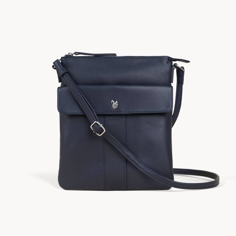 Assots London ‘amba’ Soft Nappa Full Grain Real Leather Crossbody Bag In Navy Assots London ‘amba’ Soft Nappa Full Grain Real Leather Crossbody Bag In Navy