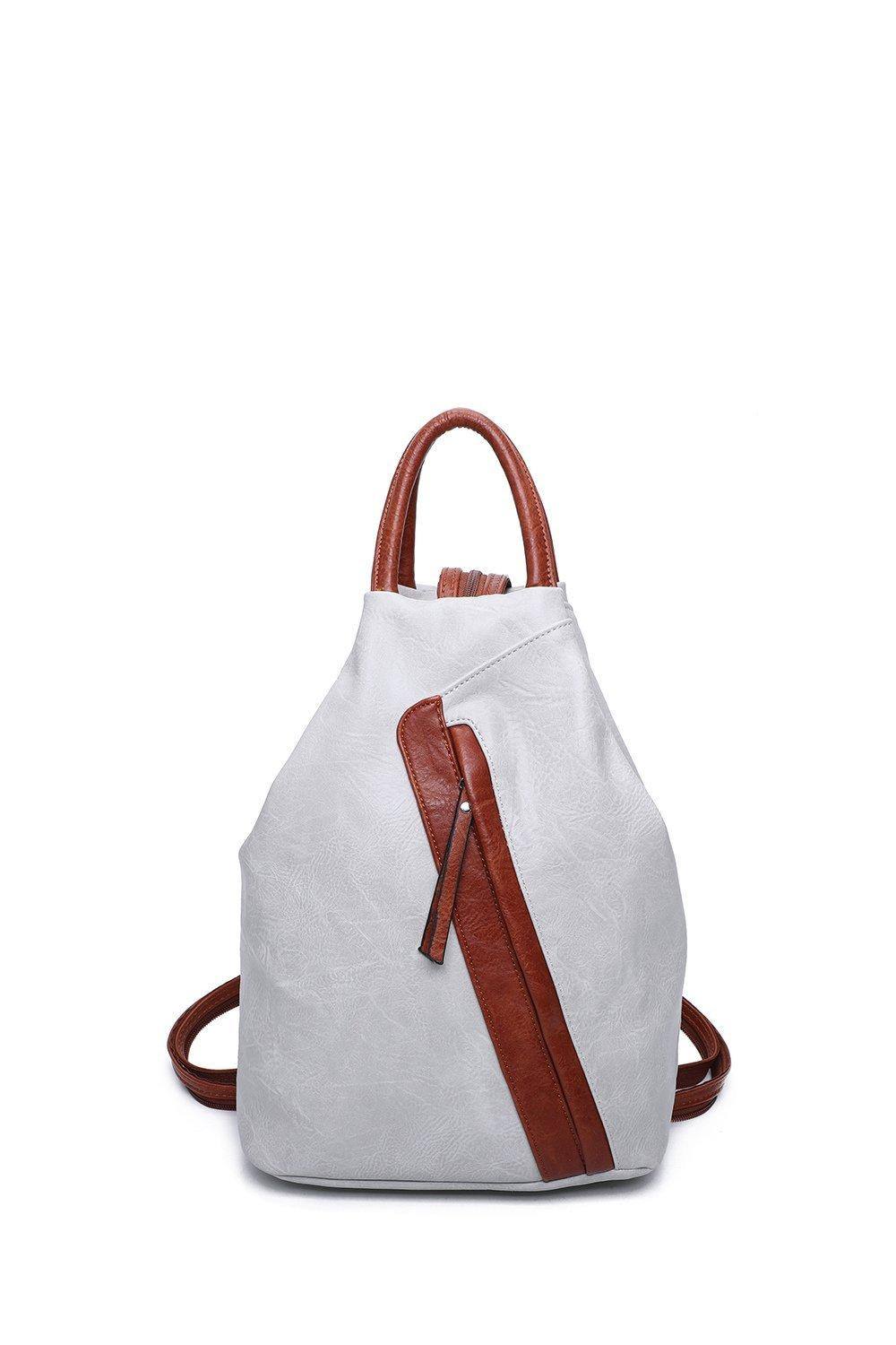 Fontanella Fashion Vira Pu Convertible Backpack In Light Grey