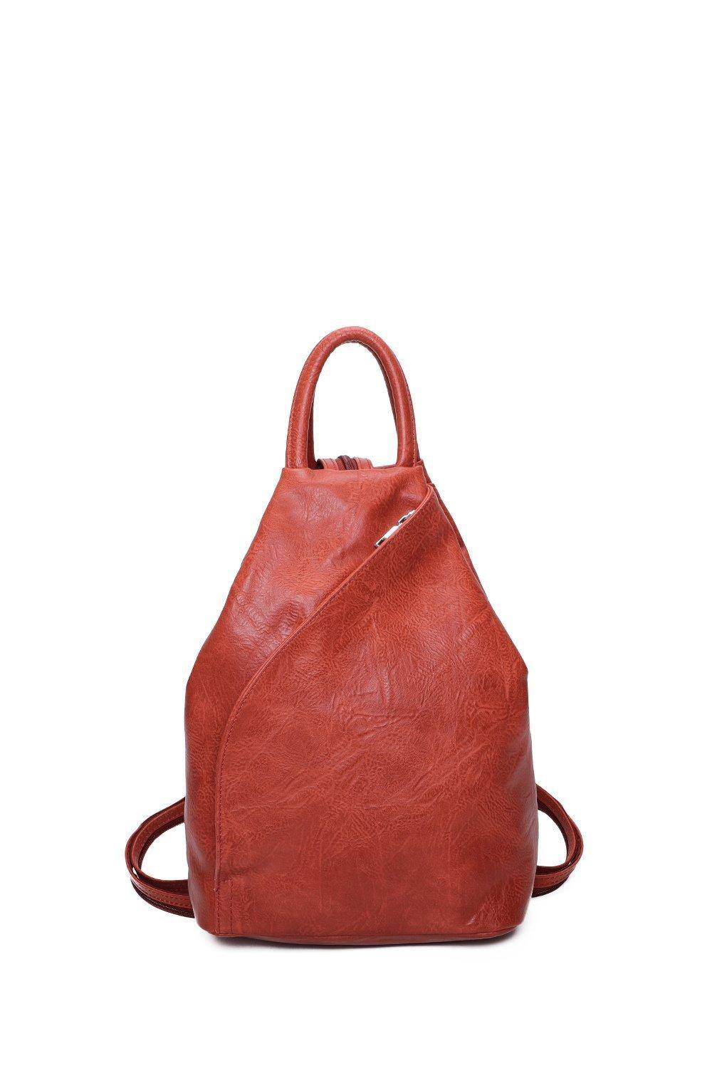 Fontanella Fashion Kira Pu Convertible Backpack In Tangerine