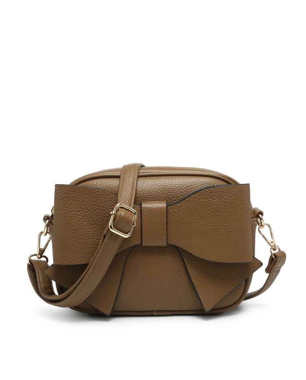 Jfy Big Bow Tie On The Front Cross Body Bag In Khaki Jfy Big Bow Tie On The Front Cross Body Bag In Khaki