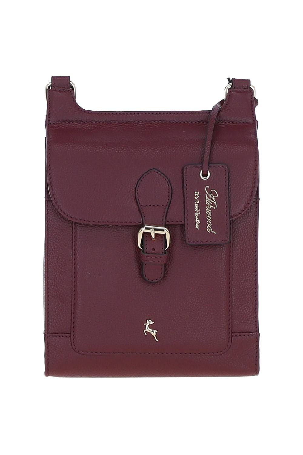 Ashwood Leather ‘eclisse Cuoio’ Real Leather Crossbody Bag In Wine