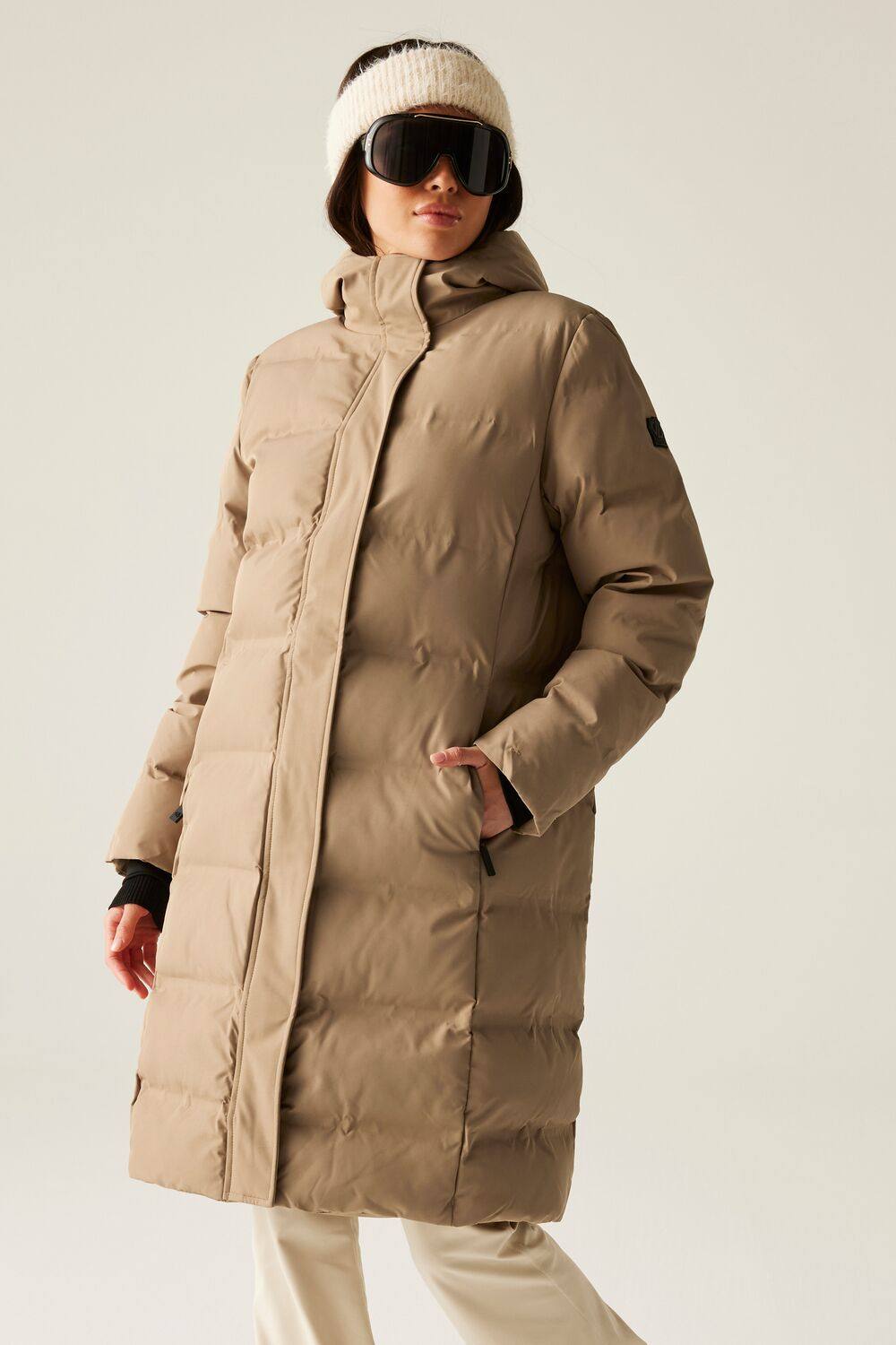 Dare B Wander Waterproof Longline Padded Jacket In Beige Dare B Wander Waterproof Longline Padded Jacket In Beige