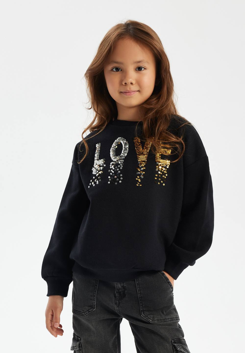 Minoti Sweatshirt With Sequin Applique In Black