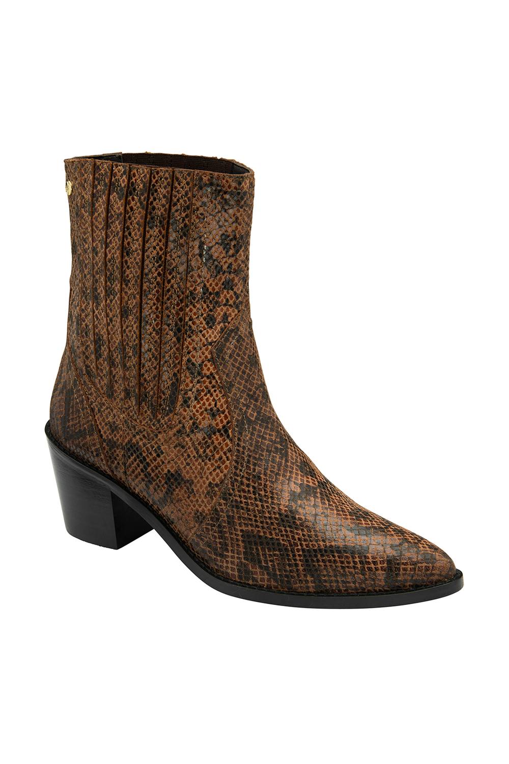 Ravel ‘langton’ Snake-Print Leather Ankle Boots In Tan Ravel ‘langton’ Snake-Print Leather Ankle Boots In Tan