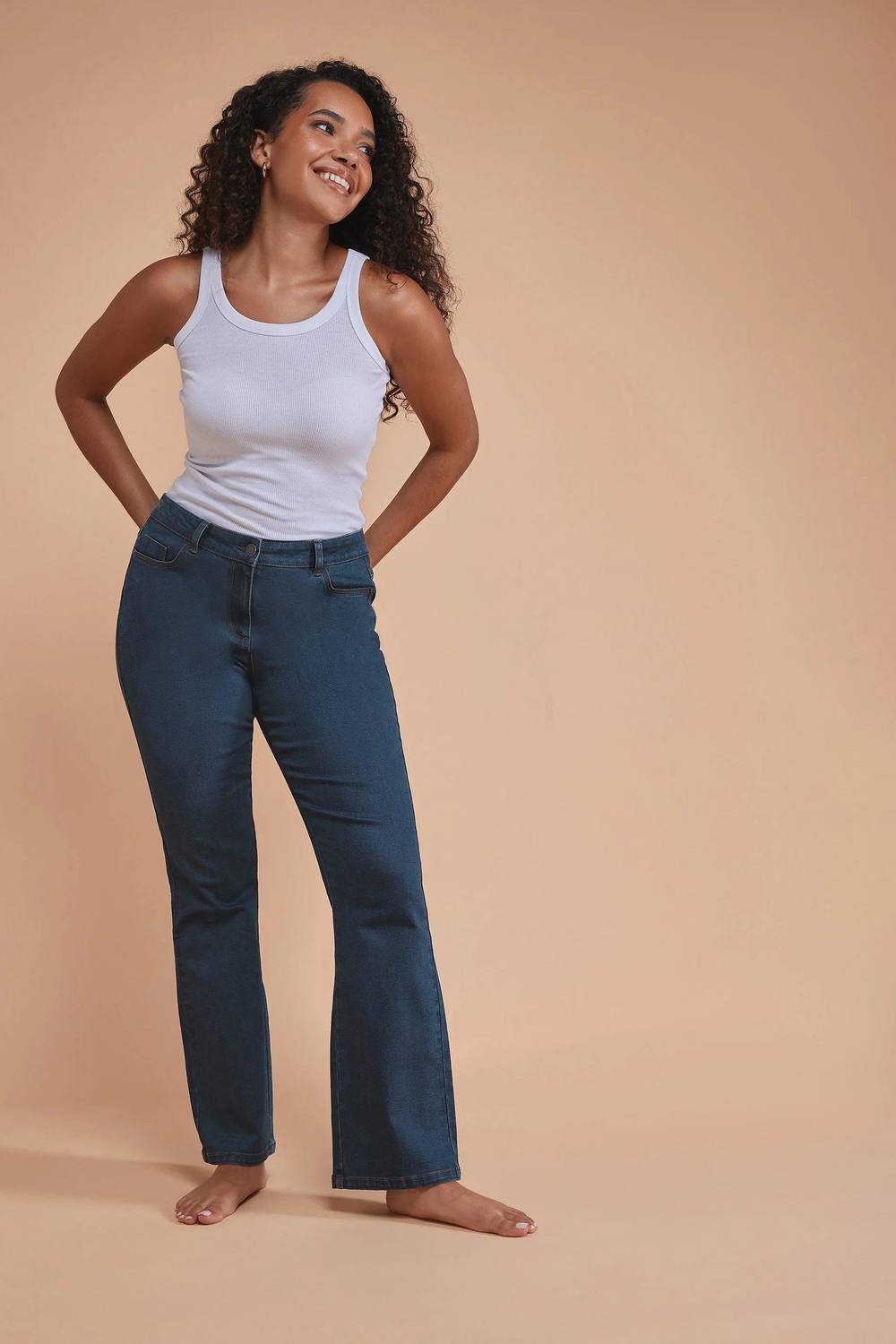 M&co Petite High Waisted Bootcut Jeans In Blue M&co Petite High Waisted Bootcut Jeans In Blue