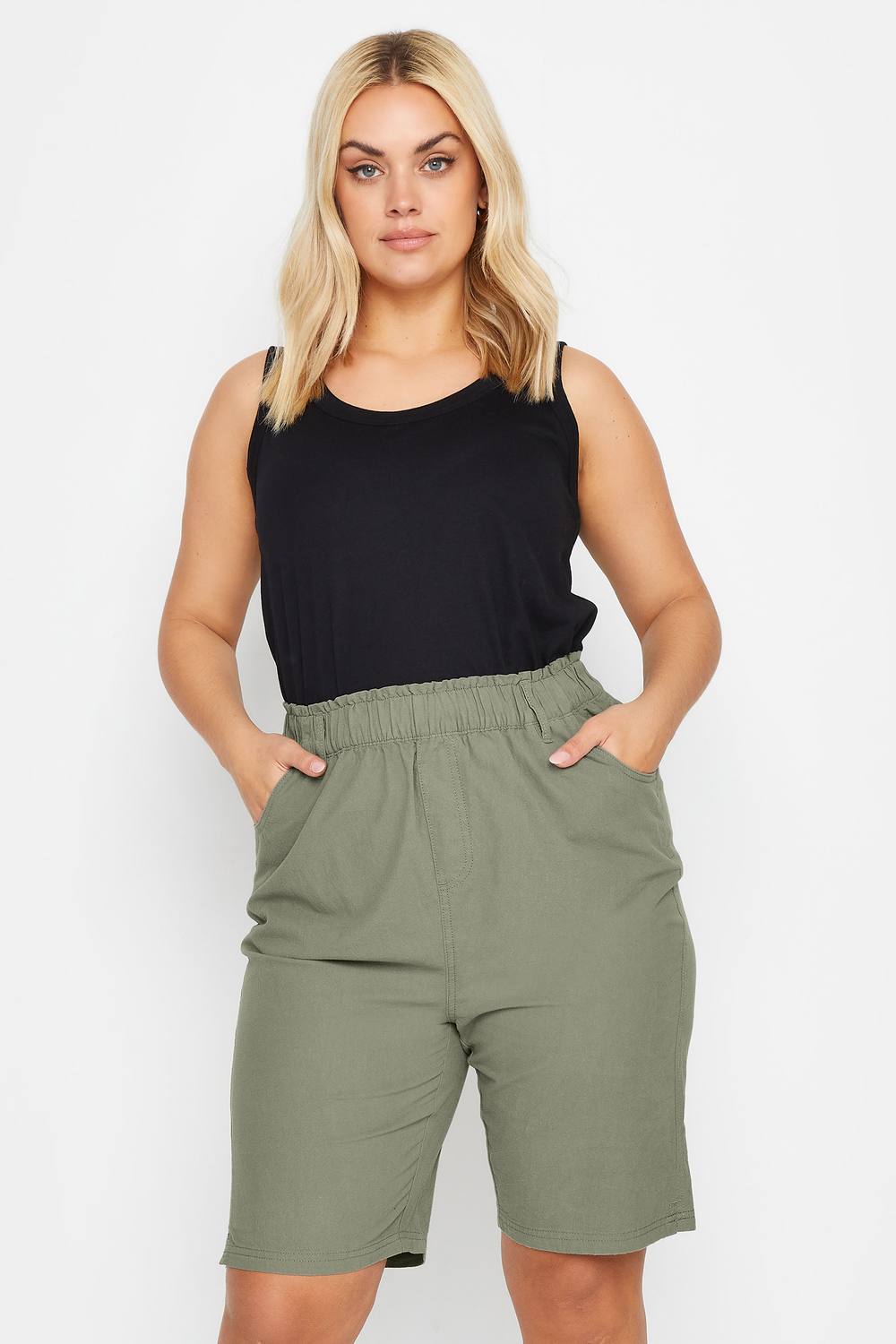 Yours Cool Cotton Shorts In Light Khaki Yours Cool Cotton Shorts In Light Khaki
