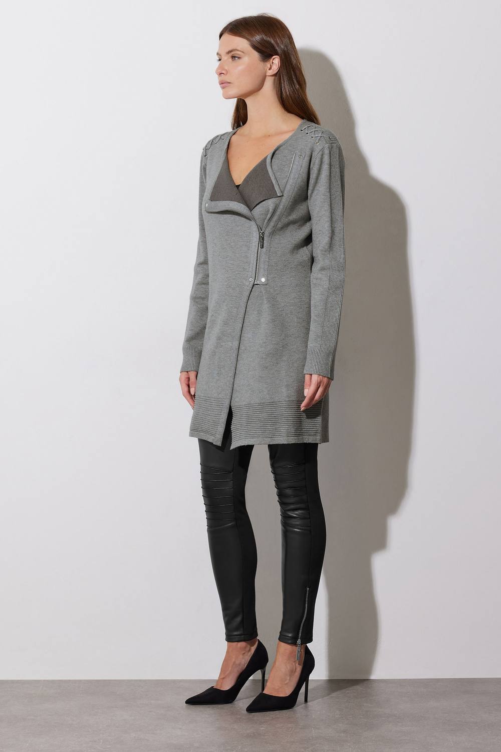 Star By Julien Macdonald Eyelet Detail Zip Cardigan In Grey