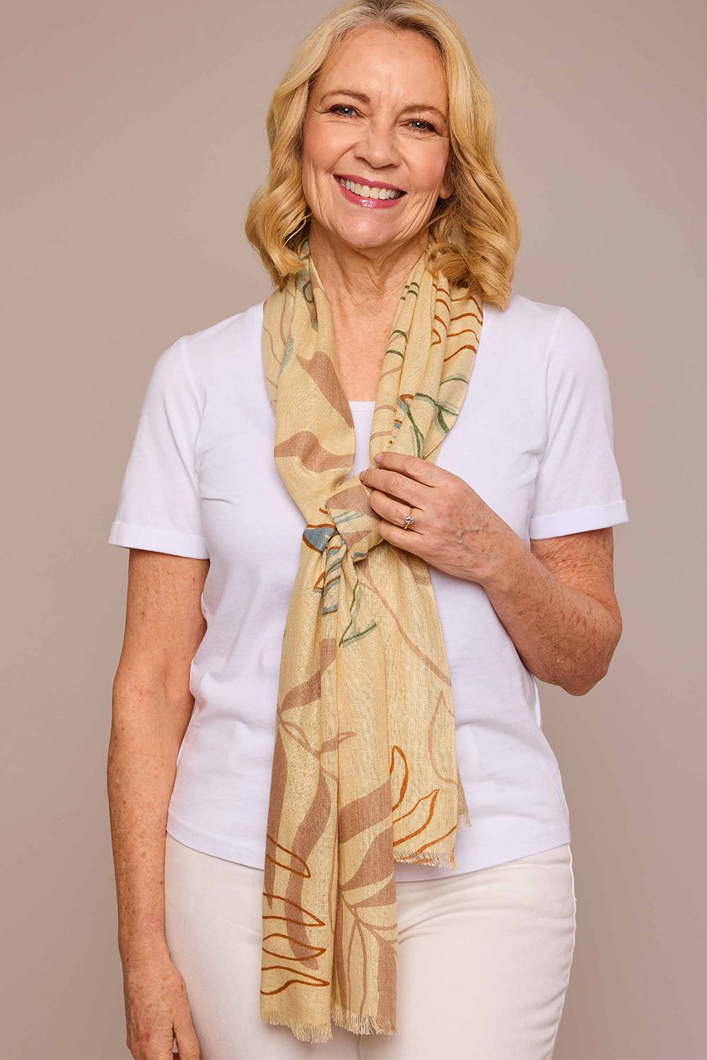 Moshulu ‘caillie’ Botanical Print Scarf In Beige