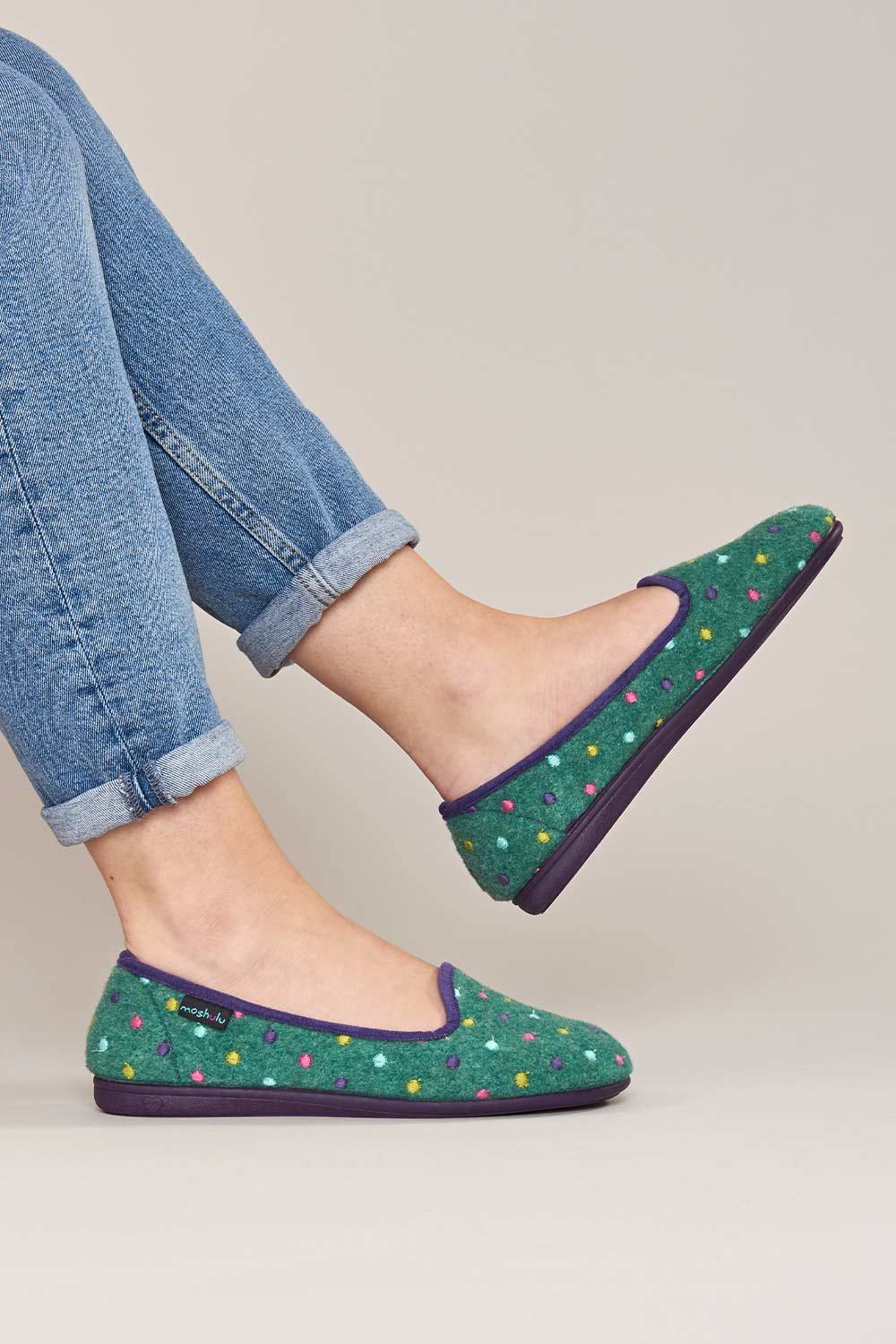 Moshulu ‘amaretti’ Ballerina Slippers In Jade