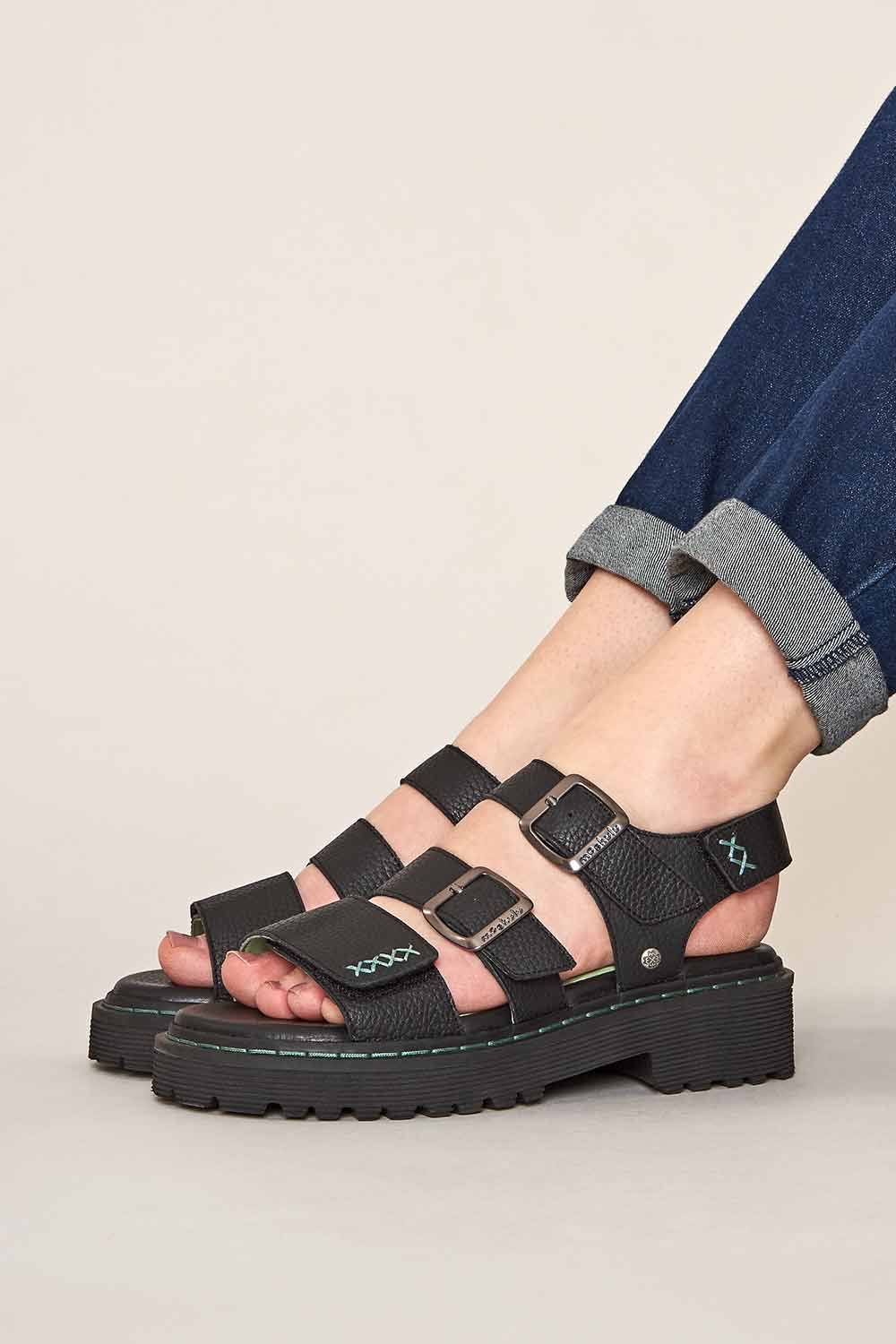 Moshulu ‘diantha’ Chunky Adjustable City Sandals In Black