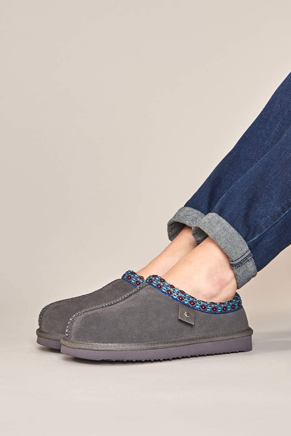 Moshulu ‘kimoto ‘ Scandi Style Sheepskin Slippers In Grey Moshulu ‘kimoto ‘ Scandi Style Sheepskin Slippers In Grey