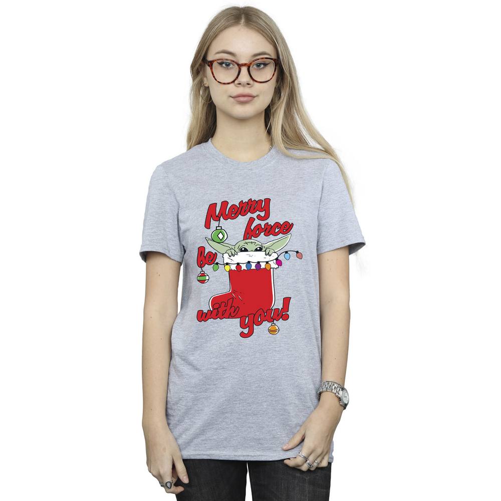 Star Wars Merry Force Be With You Boyfriend Shirt In Grey