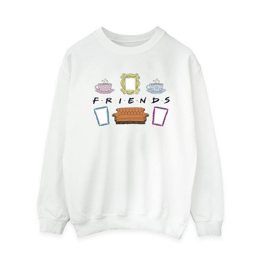 Friends Couch Lounging Sweatshirt In White Friends Couch Lounging Sweatshirt In White