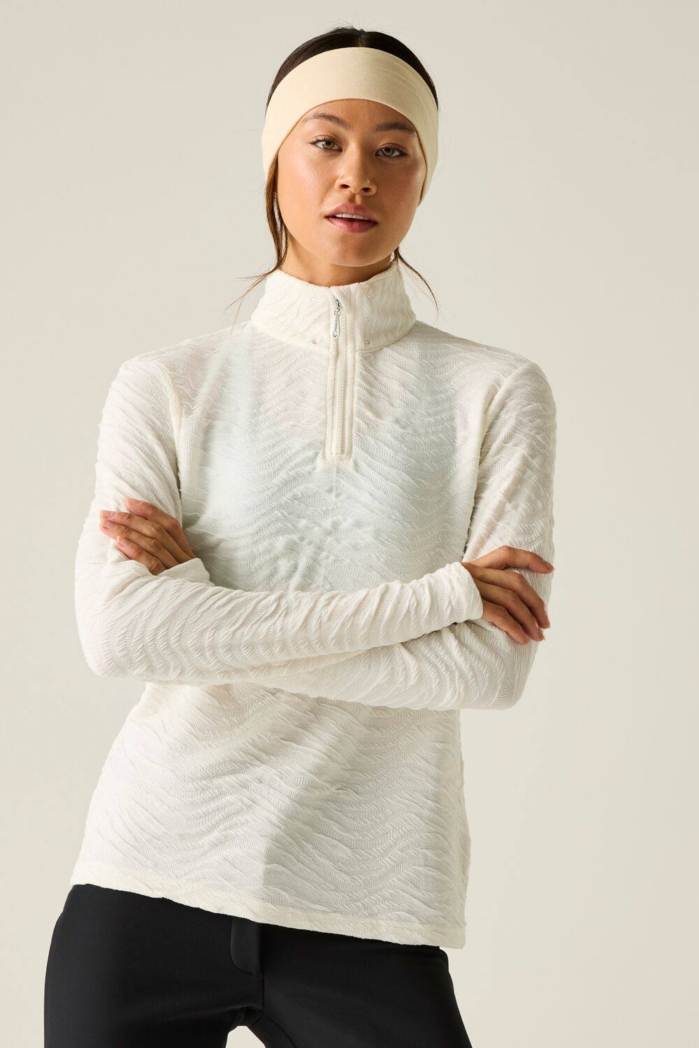 Dare B Glamourize Midlayer Quarter-Zip Insulating Active Fleece In White Dare B Glamourize Midlayer Quarter-Zip Insulating Active Fleece In White