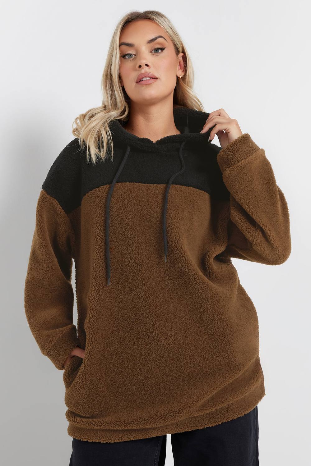 Yours Teddy Fleece Hoodie In Brown Yours Teddy Fleece Hoodie In Brown