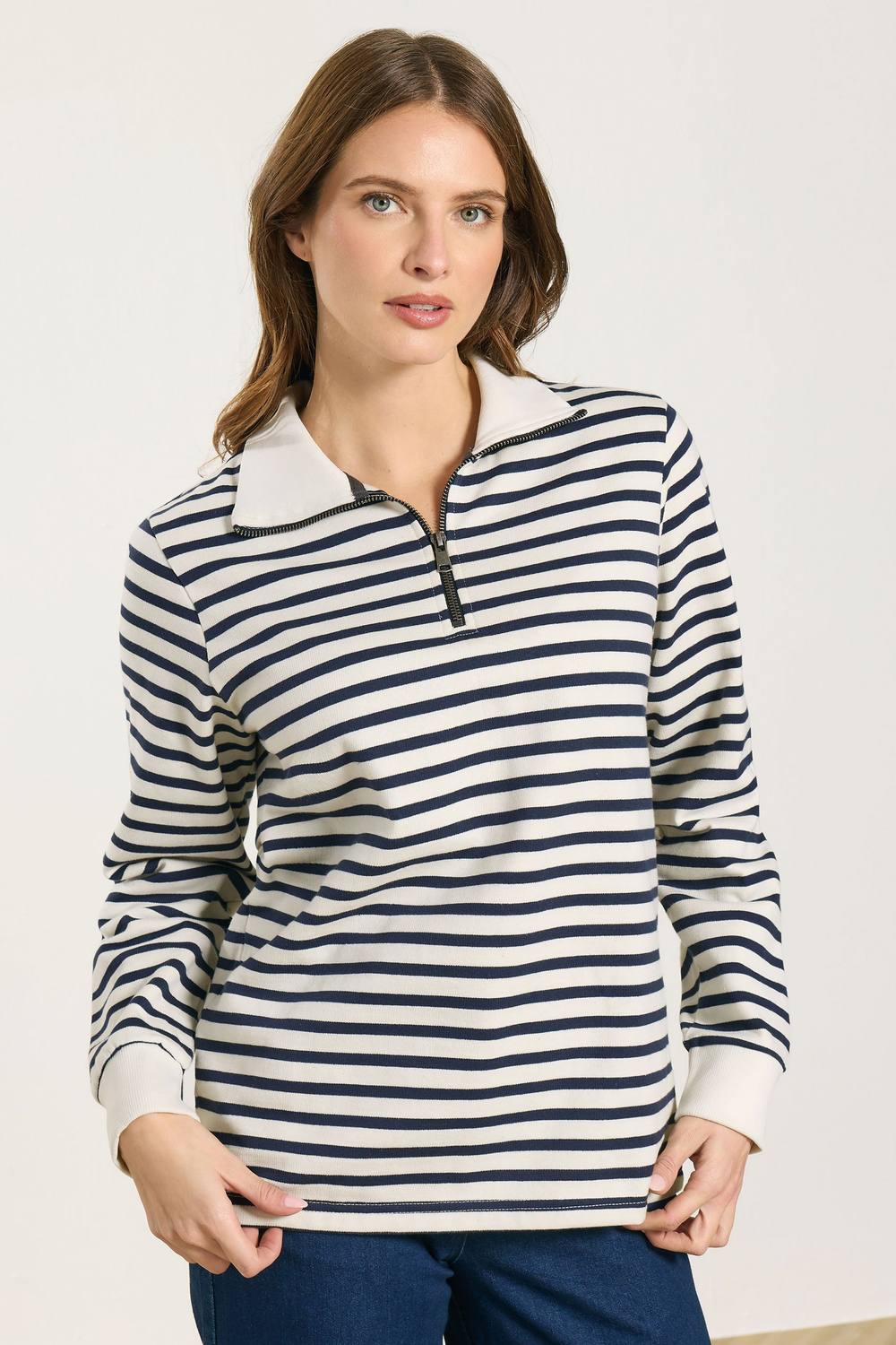 M&co Stripe Quarter Zip Sweatshirt M&co Stripe Quarter Zip Sweatshirt