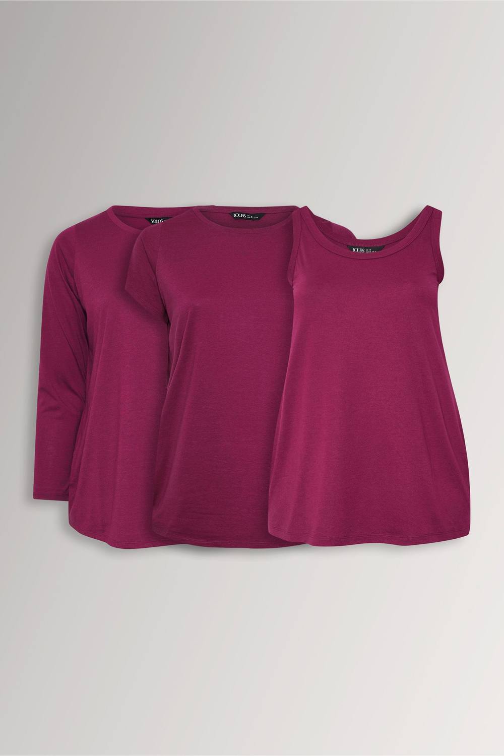 Yours Pack Core Shirt Essentials Set In Dark Pink Yours Pack Core Shirt Essentials Set In Dark Pink