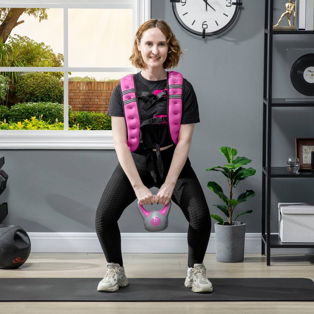 Homcom Kg Weighted Vest With Adjustable Straps, Pocket, Reflective Strips In Pink