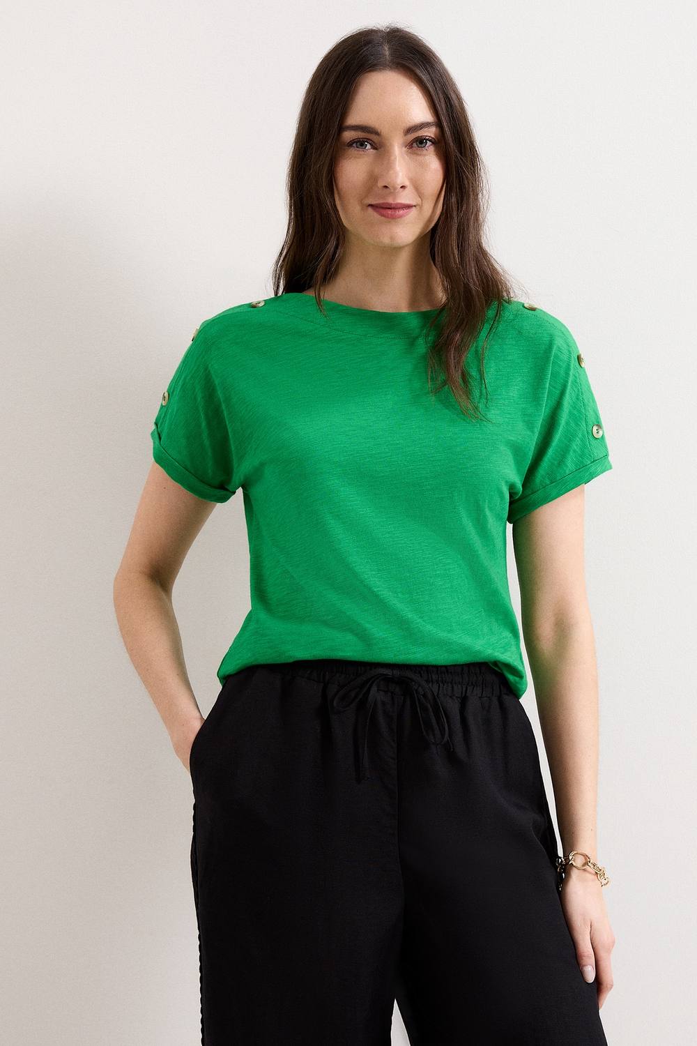 Phase Eight Suzie Shoulder-Button Relaxed Shirt In Green