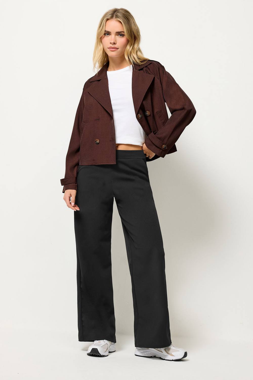 Pixiegirl Petite Scuba Wide Leg Trousers In Black
