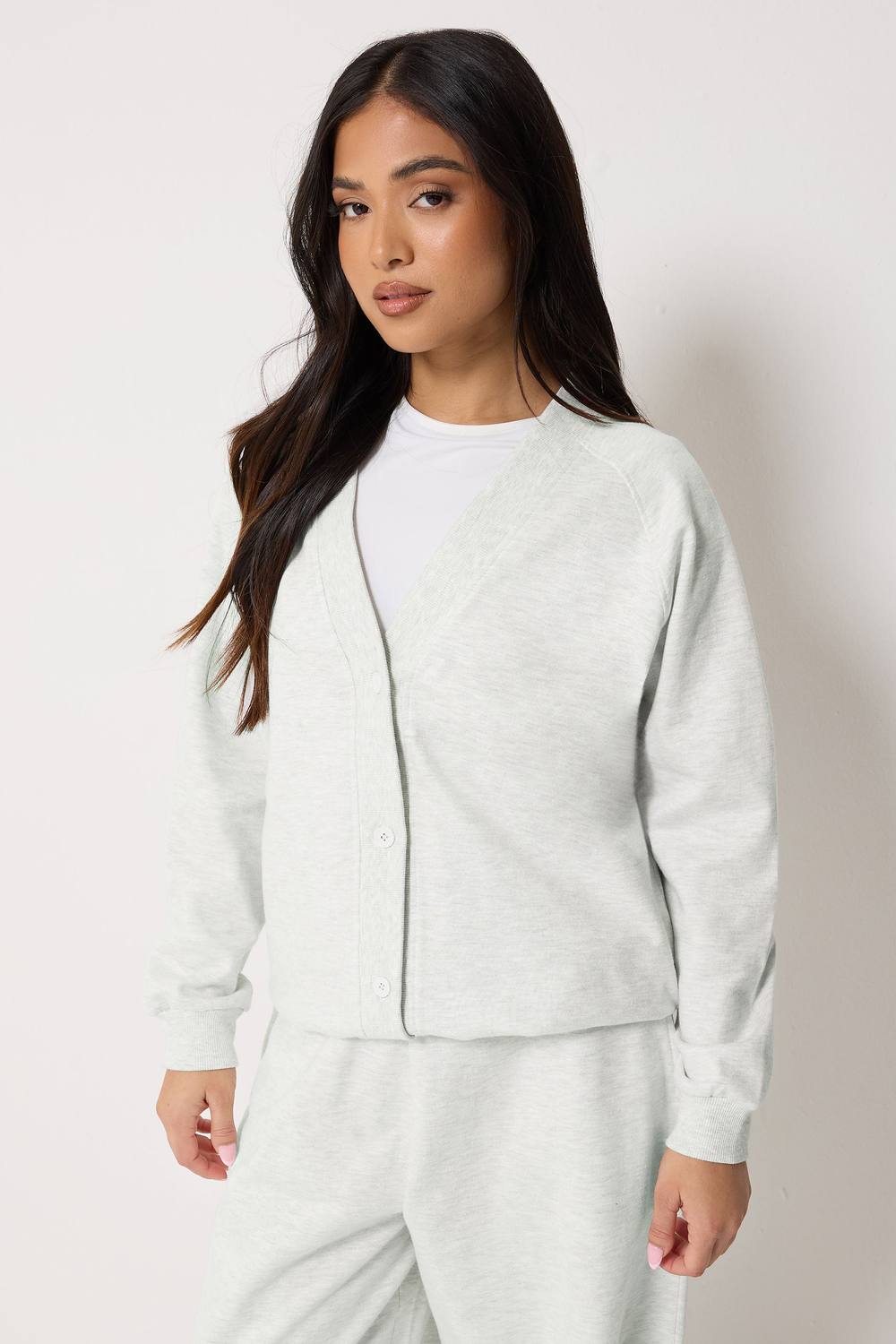Pixiegirl Petite Button Cardigan In Light Grey Pixiegirl Petite Button Cardigan In Light Grey