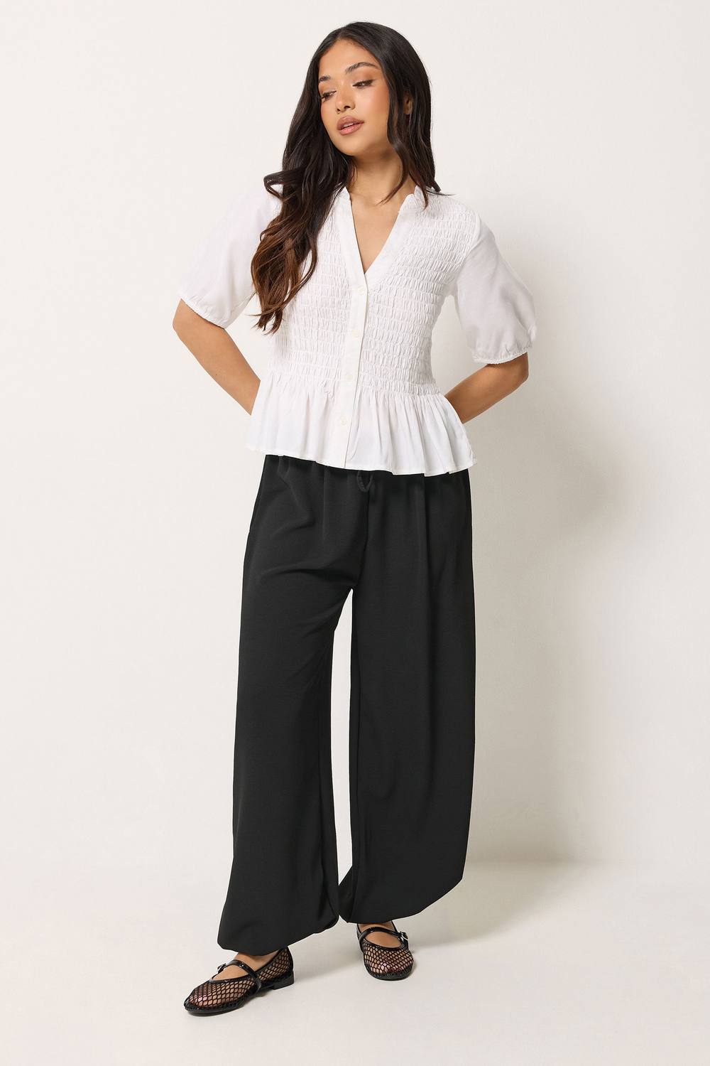 Pixiegirl Petite Crepe Balloon Trousers In Black