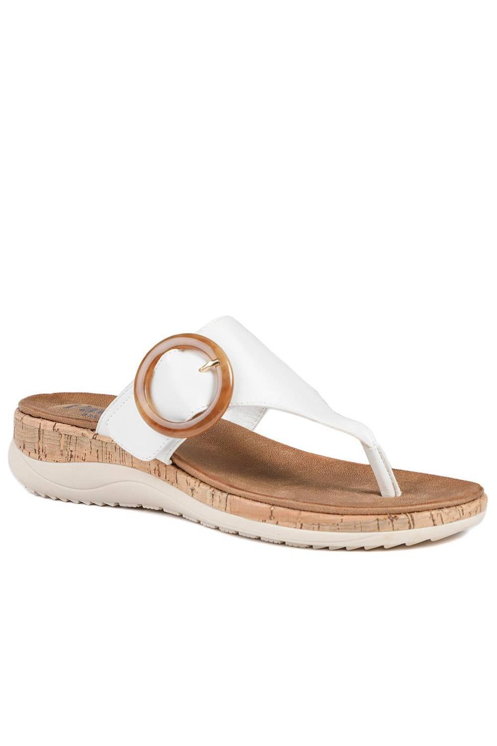 Pavers Wide Fit Comfort Toe Post Sandals In White