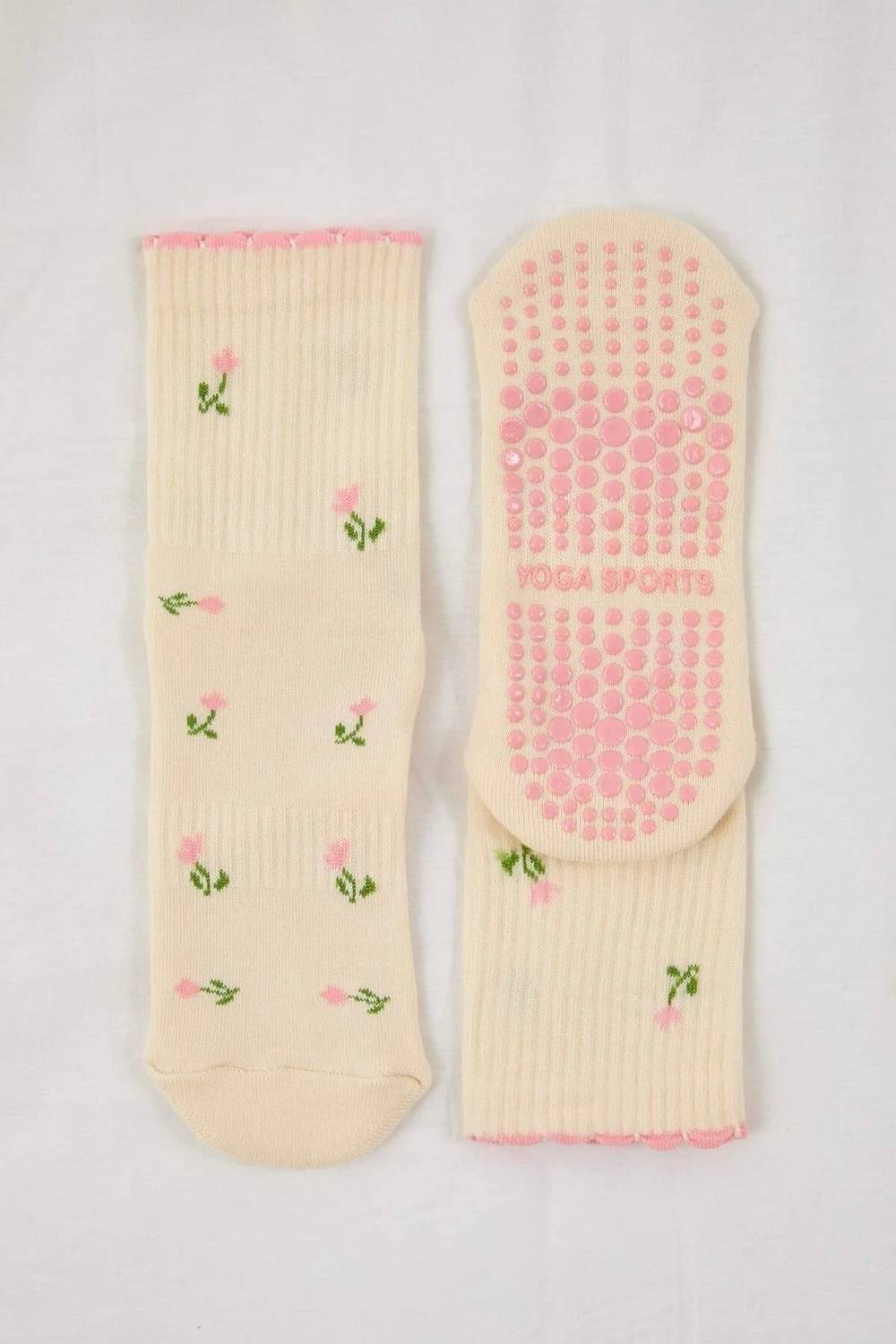 Wovcor Printed Non Slip Cotton Knit Yoga Socks