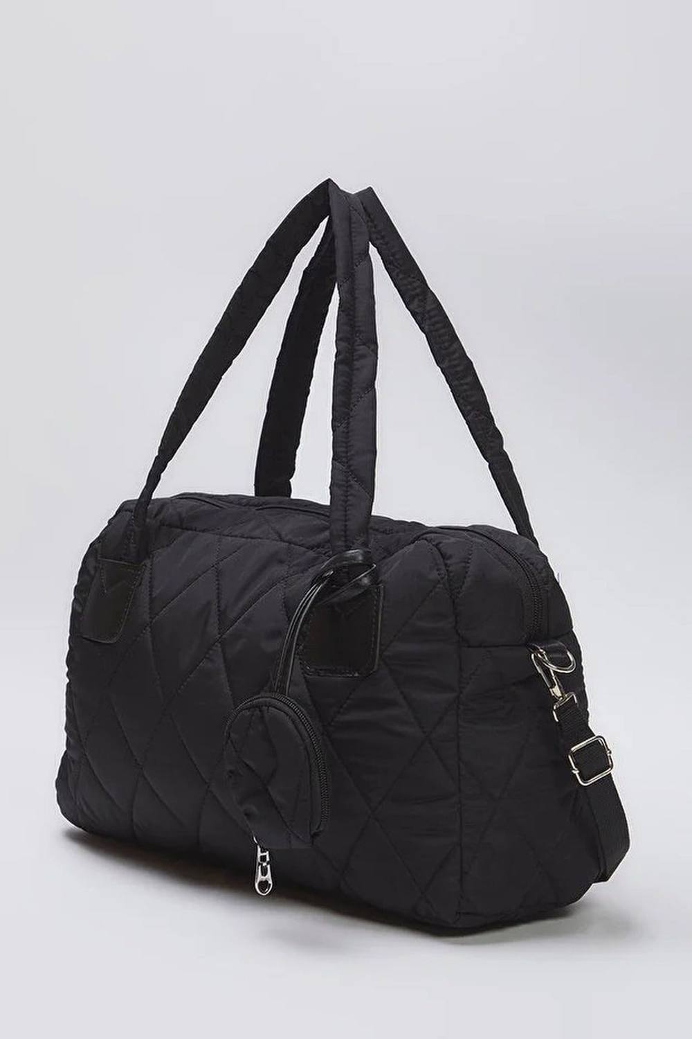Wovcor Quilted Nylon Tote Bag With Detachable Purse In Black Wovcor Quilted Nylon Tote Bag With Detachable Purse In Black