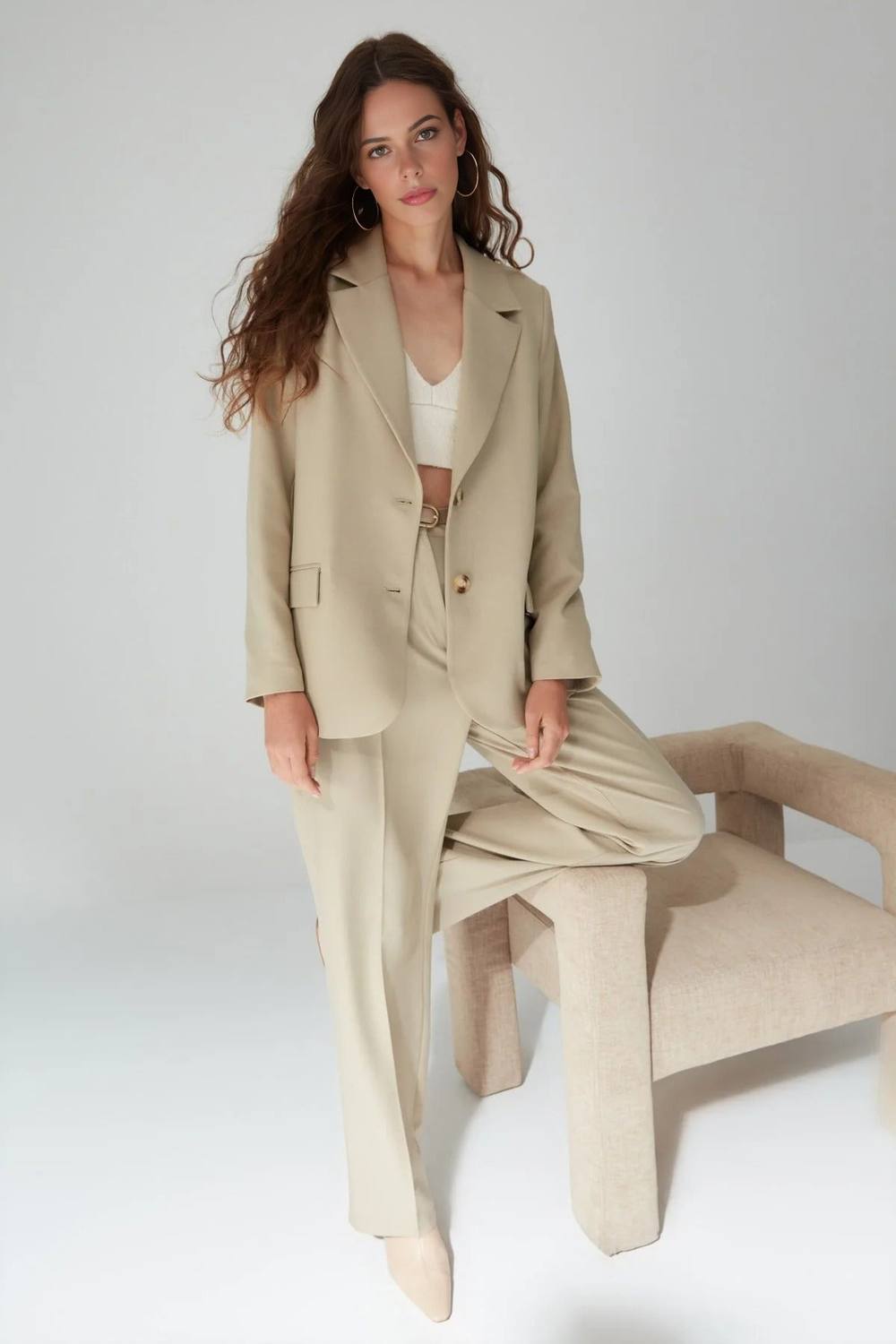 Wovcor Lined Woven Blazer Jacket In Taupe Wovcor Lined Woven Blazer Jacket In Taupe
