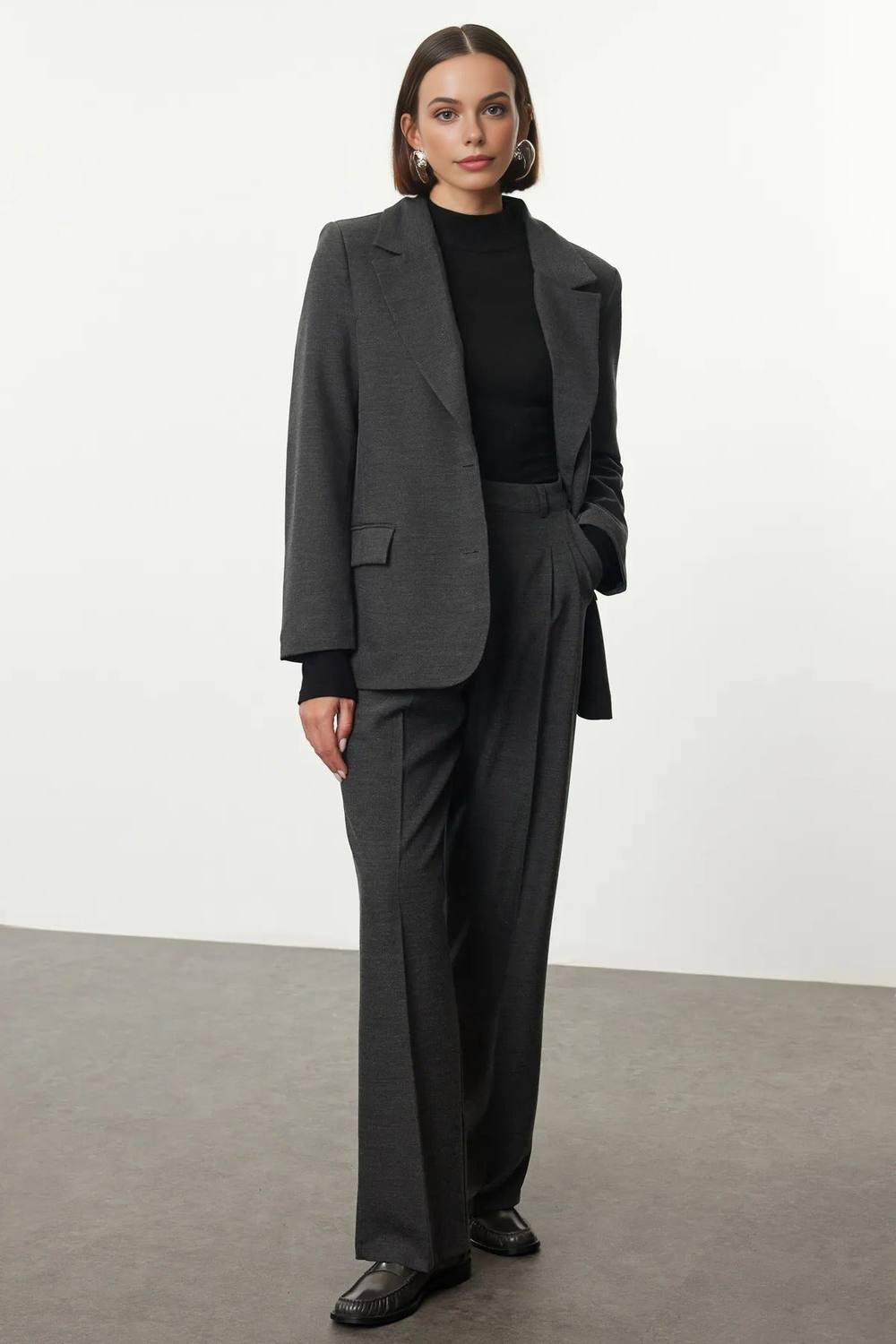 Wovcor Lined Woven Blazer Jacket In Dark Grey Wovcor Lined Woven Blazer Jacket In Dark Grey