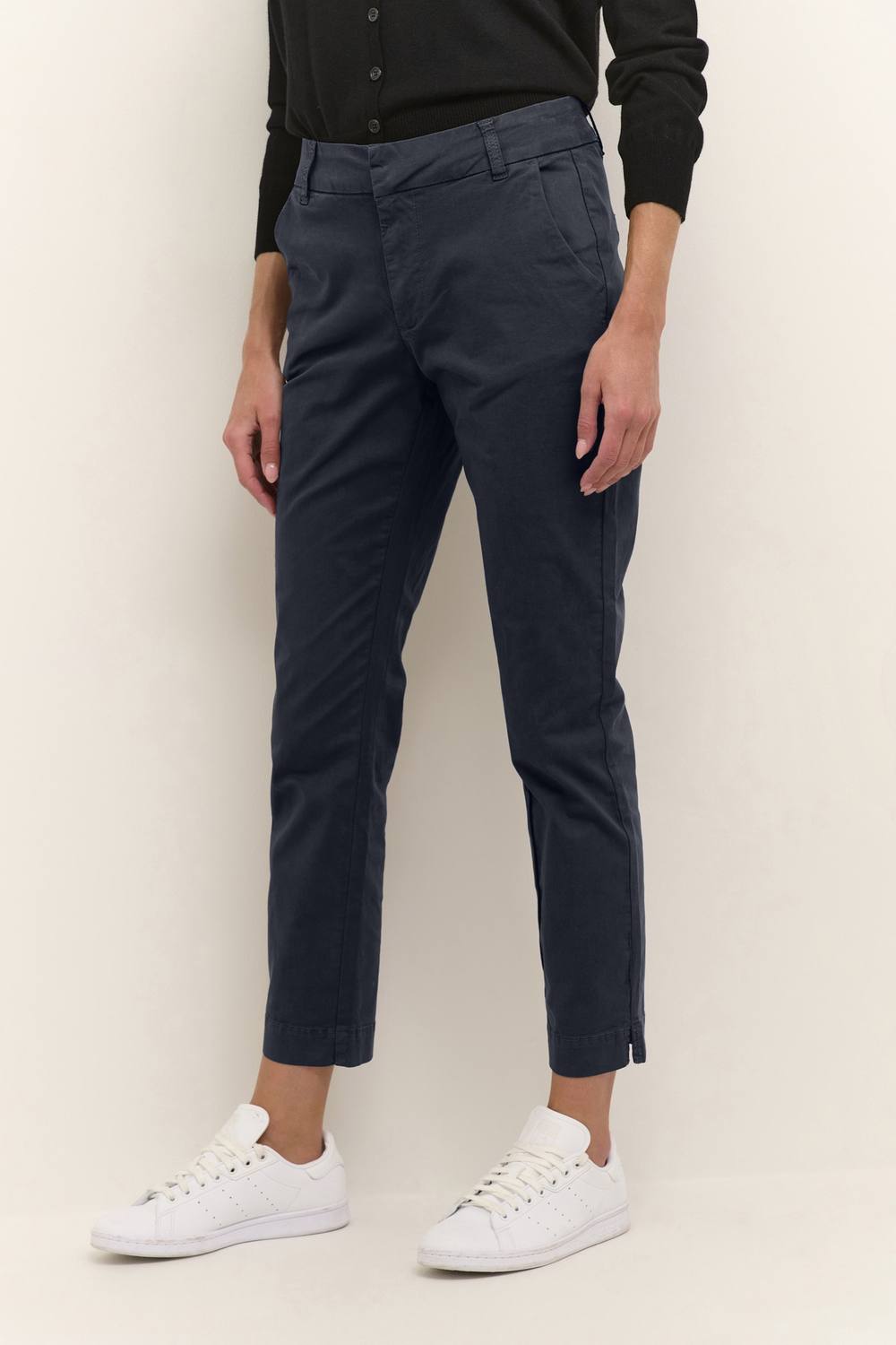 Kaffe Mette Cropped Leg Suit Trousers In Dark Navy