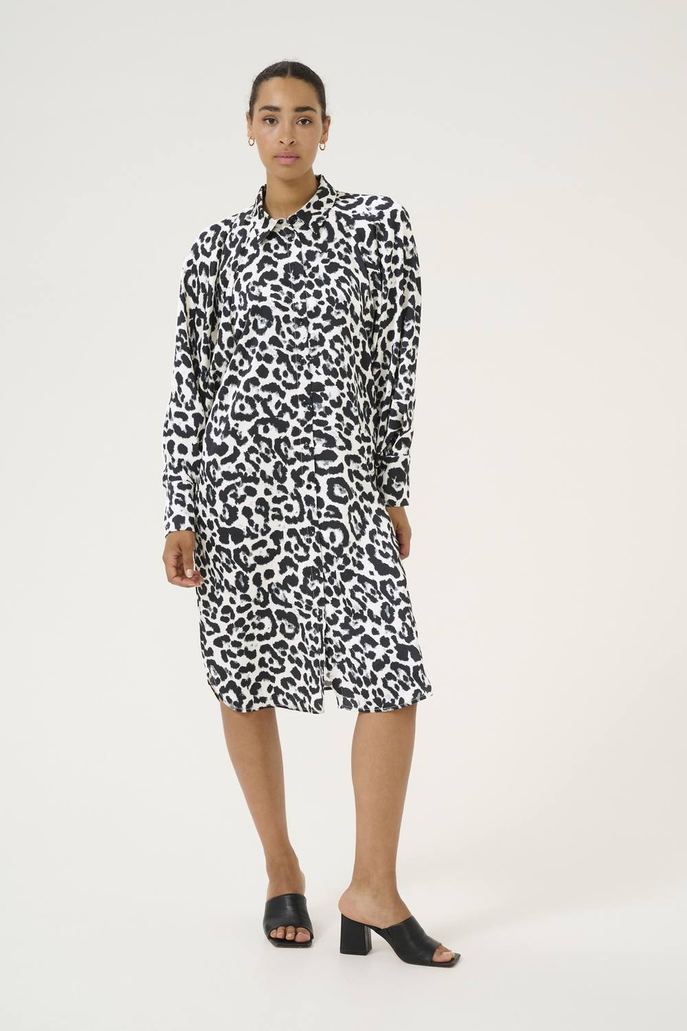 Kaffe Karoxy Loose Fit Knee Length Shirt Dress In Black Kaffe Karoxy Loose Fit Knee Length Shirt Dress In Black