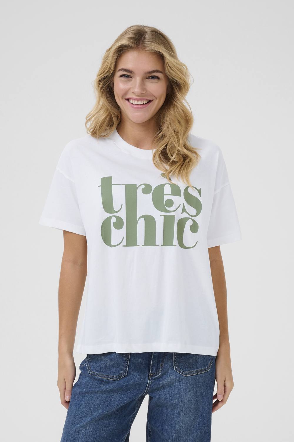 Kaffe Kajenny Shirt Statement Tee Crew Neck In White Kaffe Kajenny Shirt Statement Tee Crew Neck In White